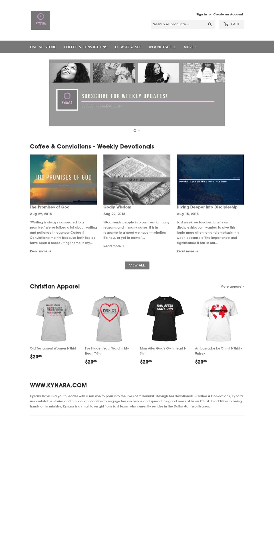kynara.com shopify website screenshot