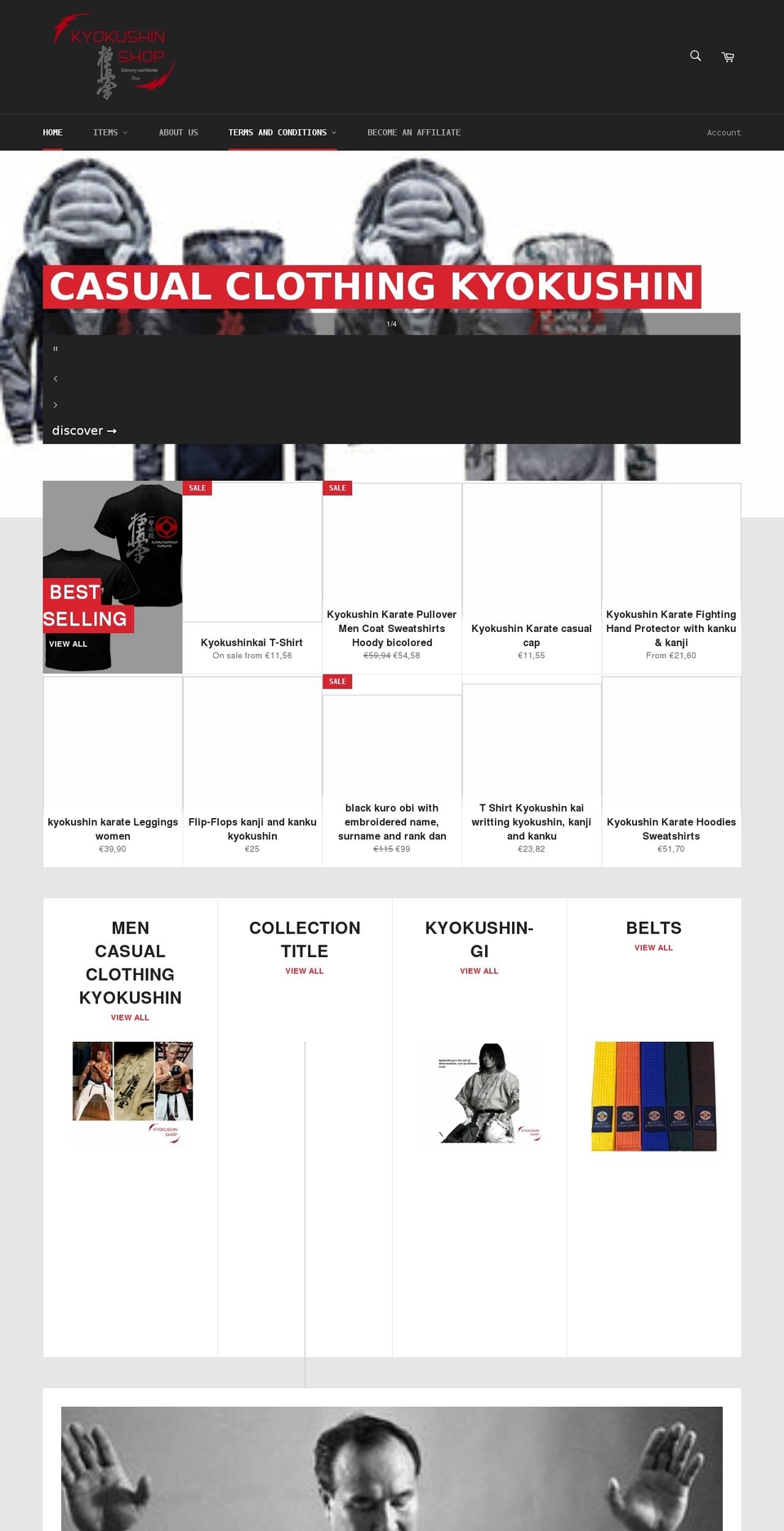 kyokushin-shop.com shopify website screenshot