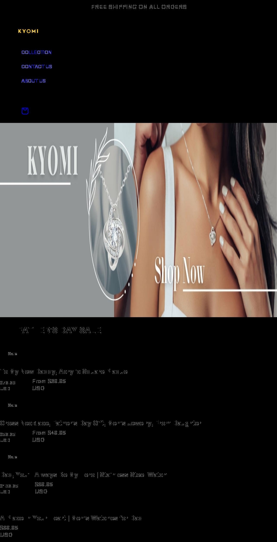 kyomijewelry.com shopify website screenshot