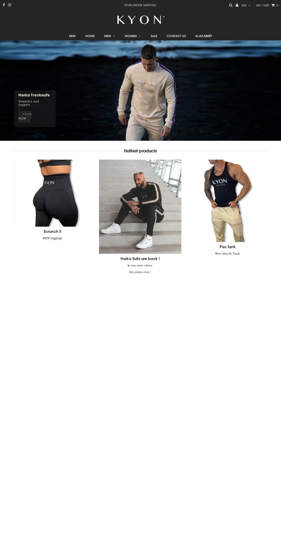 kyonapparel.com shopify website screenshot