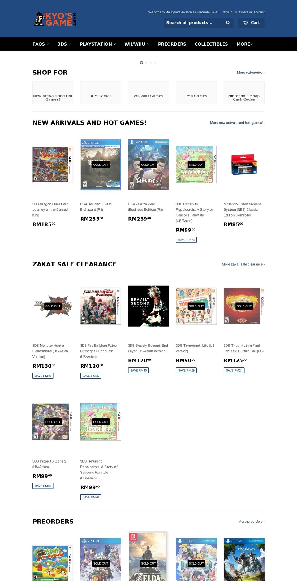 kyosgamemart.com shopify website screenshot