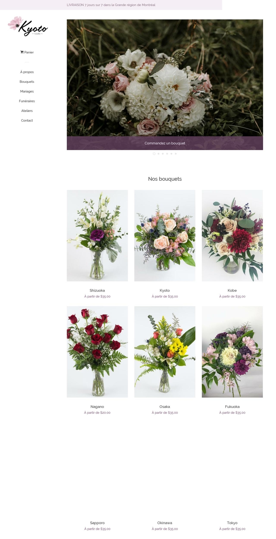 kyotofleurs.com — Shopify storefront screenshot