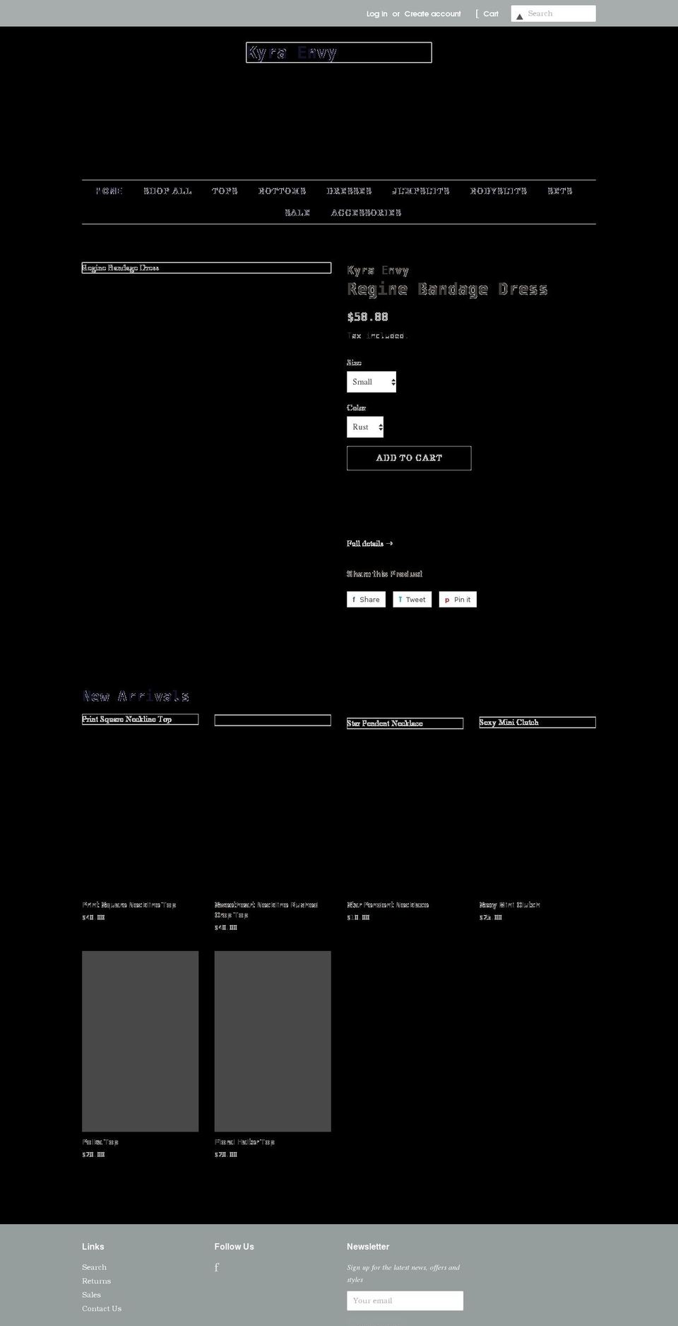 kyraenvy.com shopify website screenshot