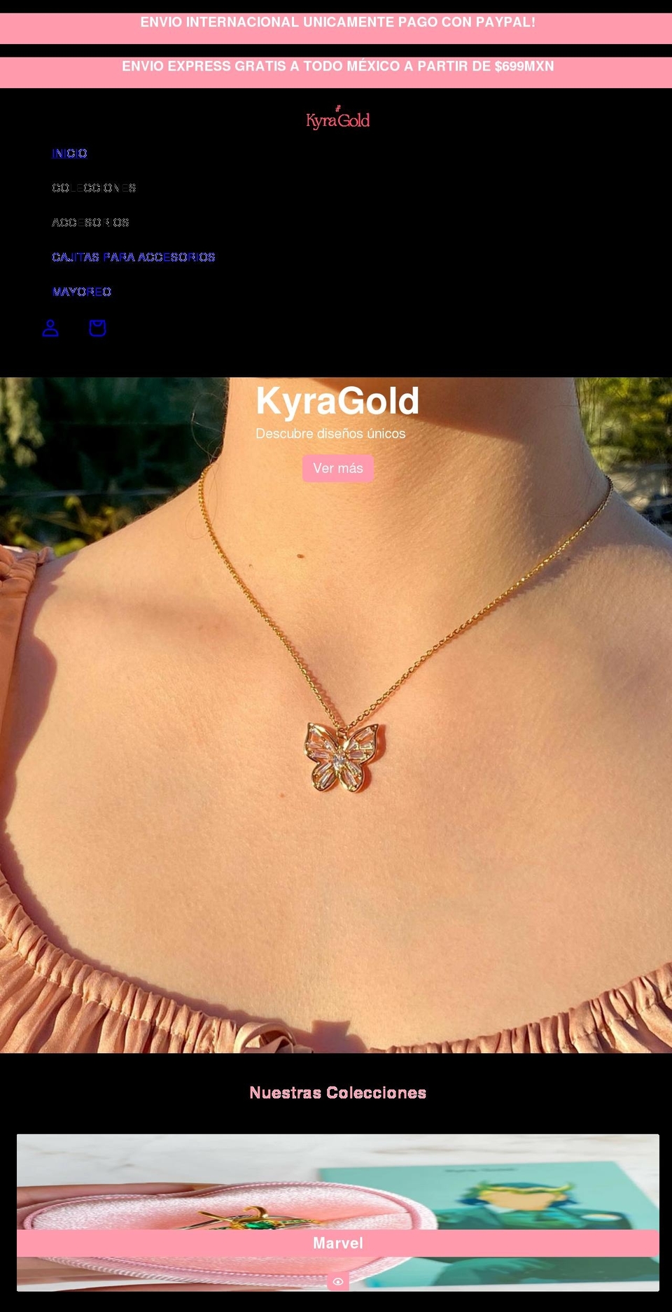 kyragold.com shopify website screenshot