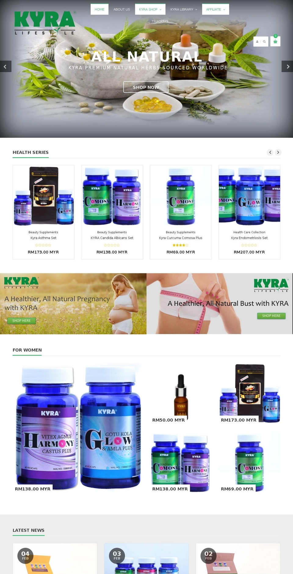 kyramylifestyle.com — Shopify storefront screenshot