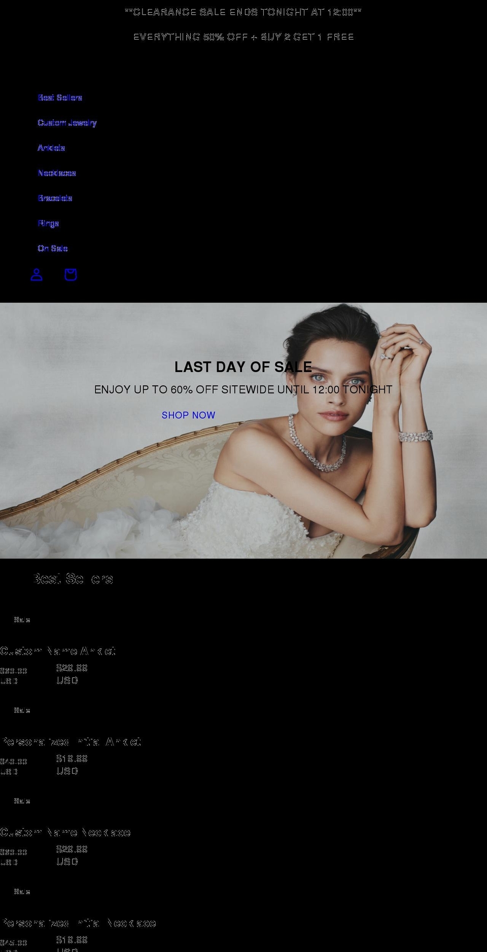 kyrasjewels.com shopify website screenshot