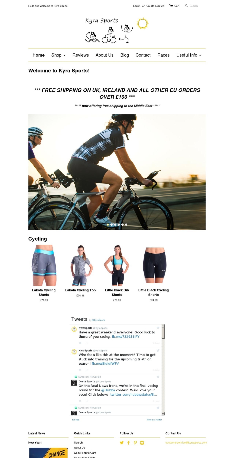 kyrasports.com shopify website screenshot