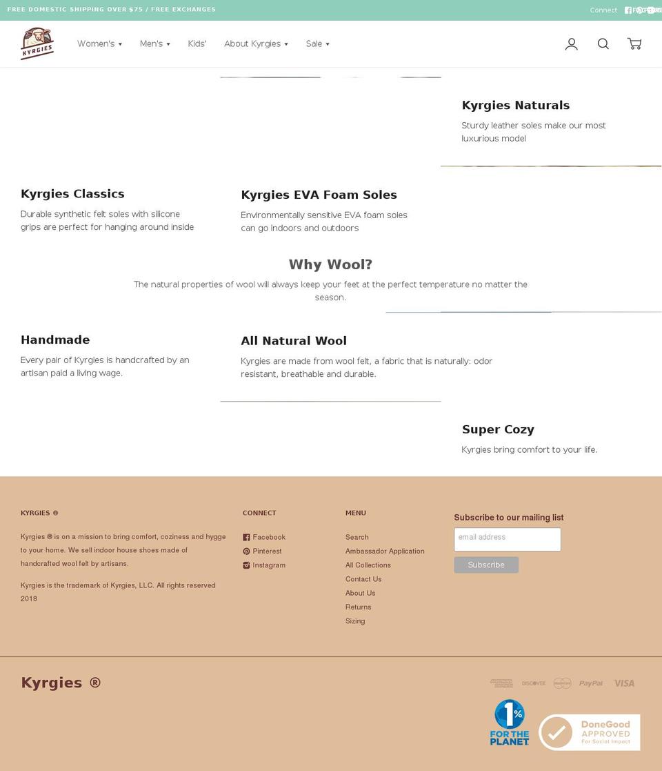 kyrgies.com shopify website screenshot