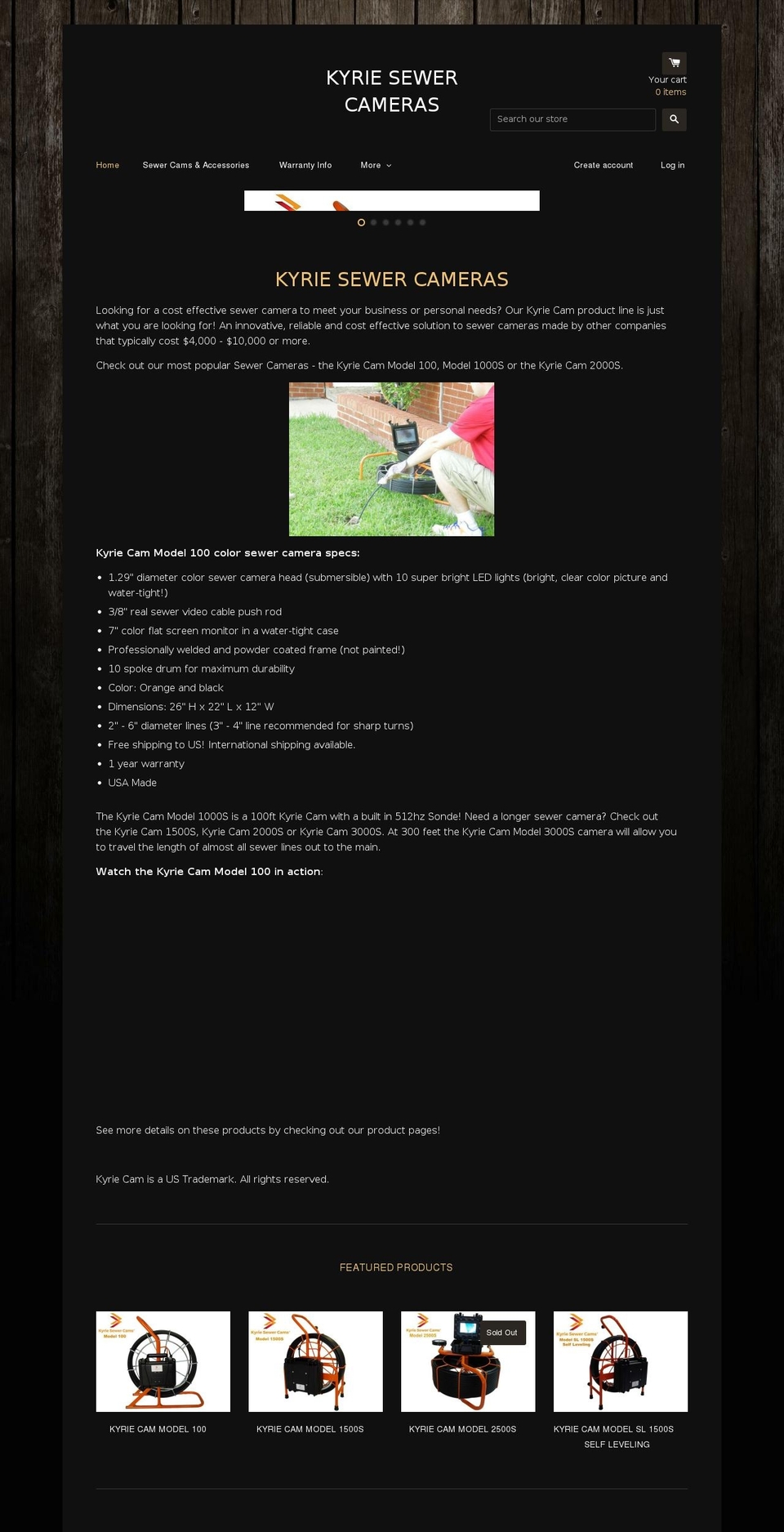 kyriecams.com shopify website screenshot
