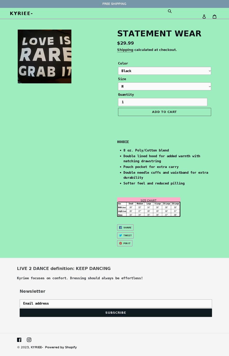 kyriee.com shopify website screenshot