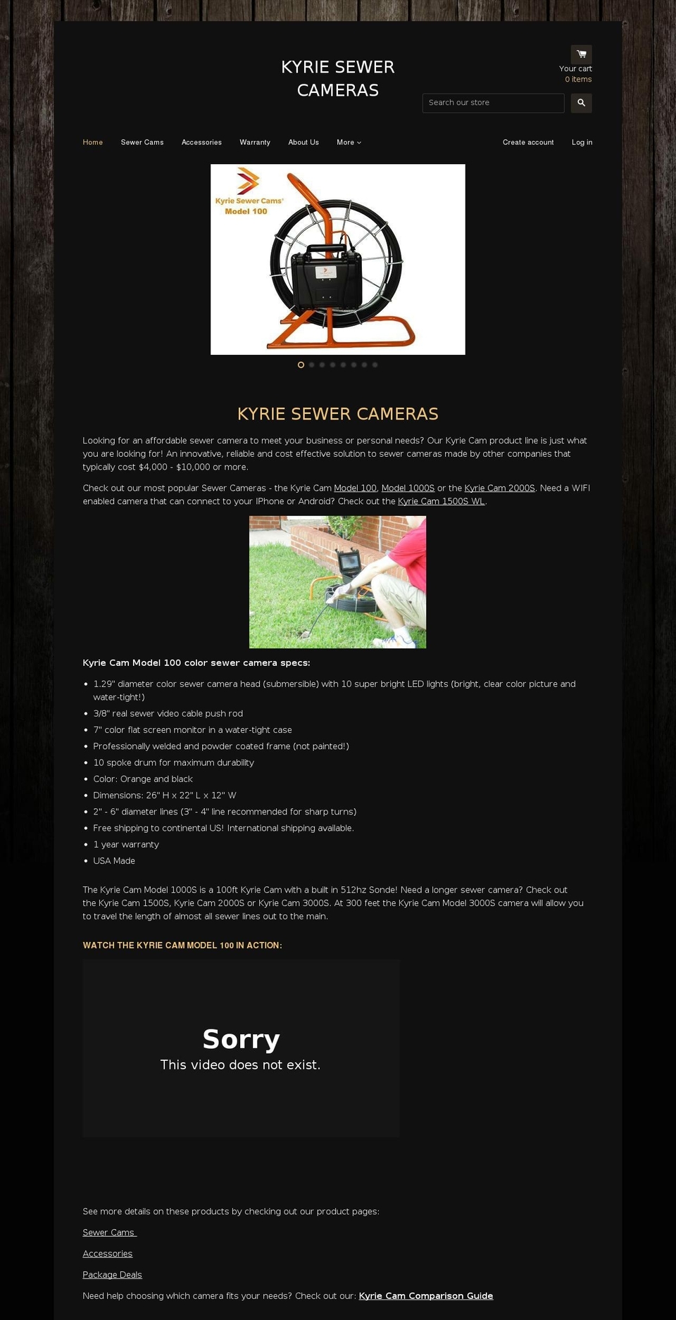 kyriesewercam.com — Shopify storefront screenshot