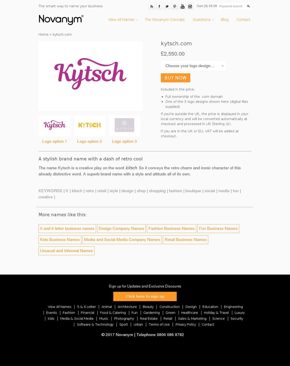 kytsch.com shopify website screenshot