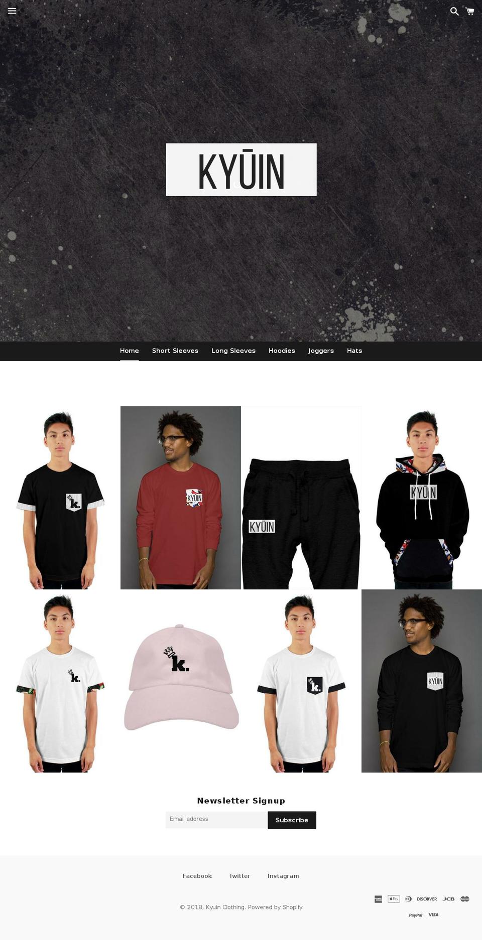 kyuinclothing.com — Shopify storefront screenshot