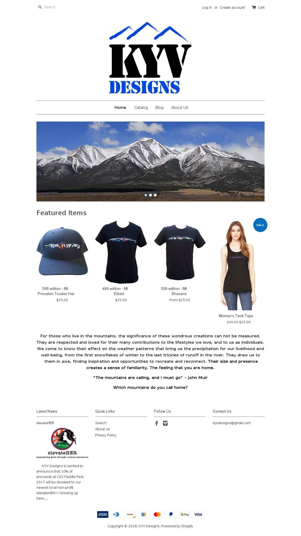 kyvdesigns.com — Shopify storefront screenshot