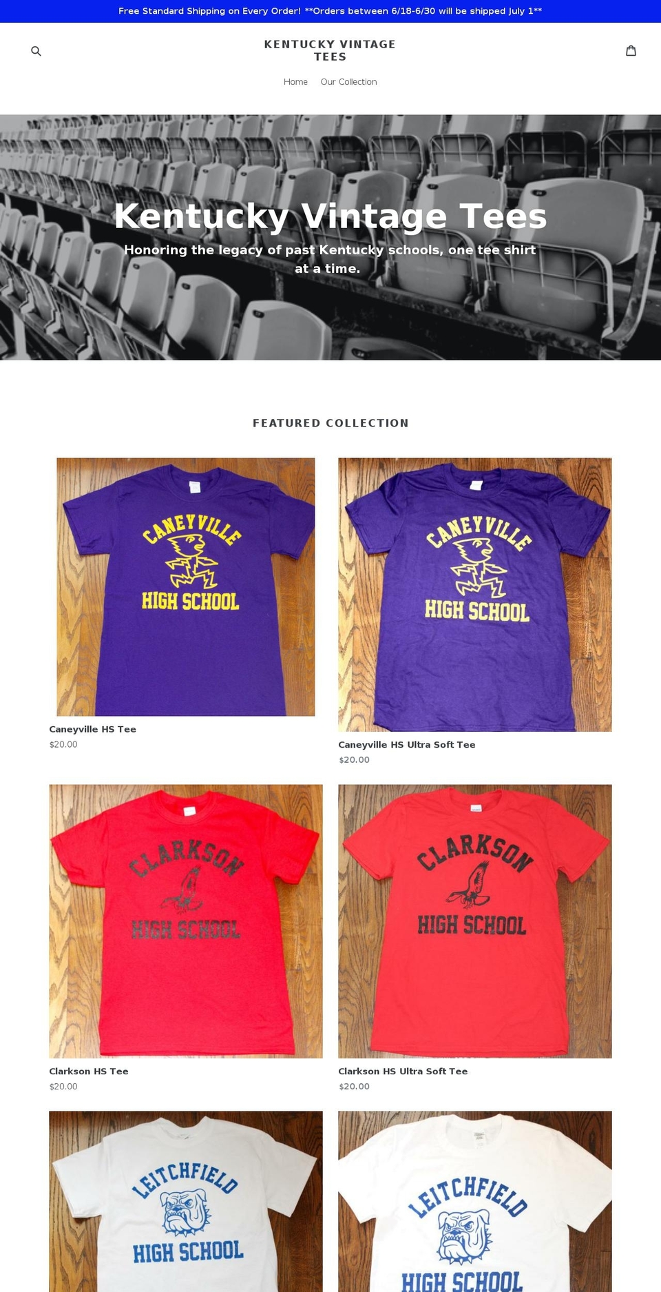 kyvintagetees.com — Shopify storefront screenshot