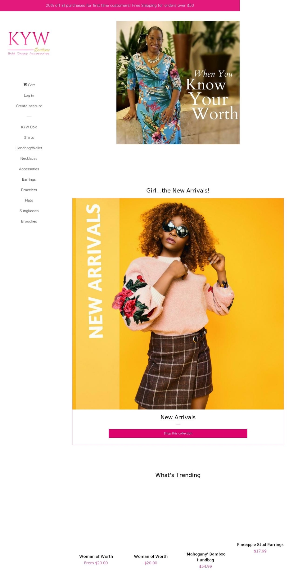 kywboutique.com shopify website screenshot