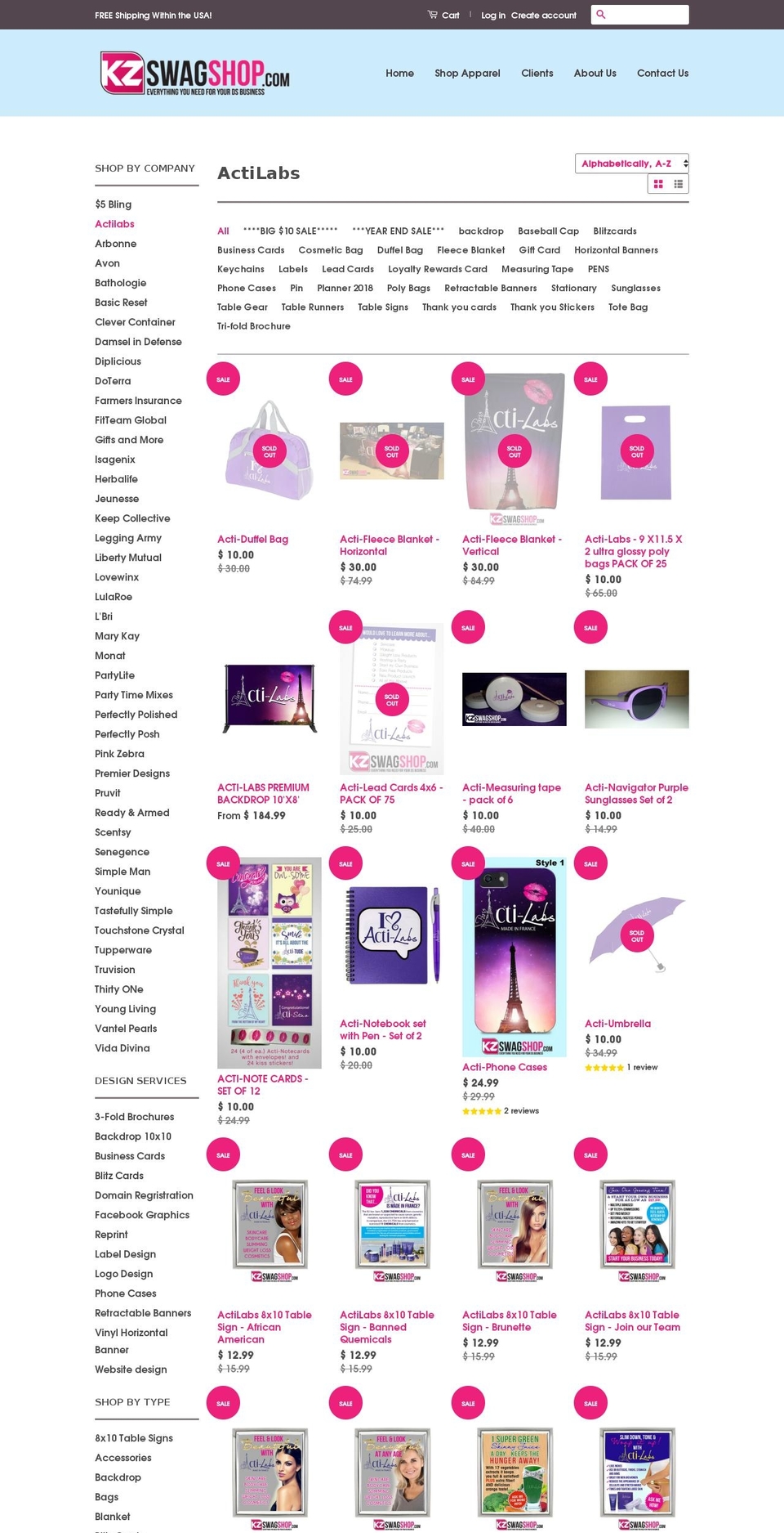kzactiswag.com — Shopify storefront screenshot