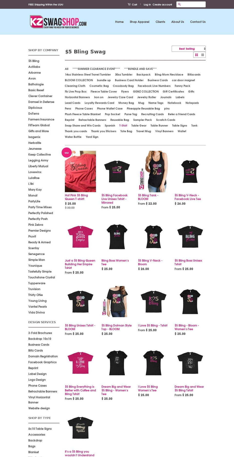 kzblingteeshop.com — Shopify storefront screenshot