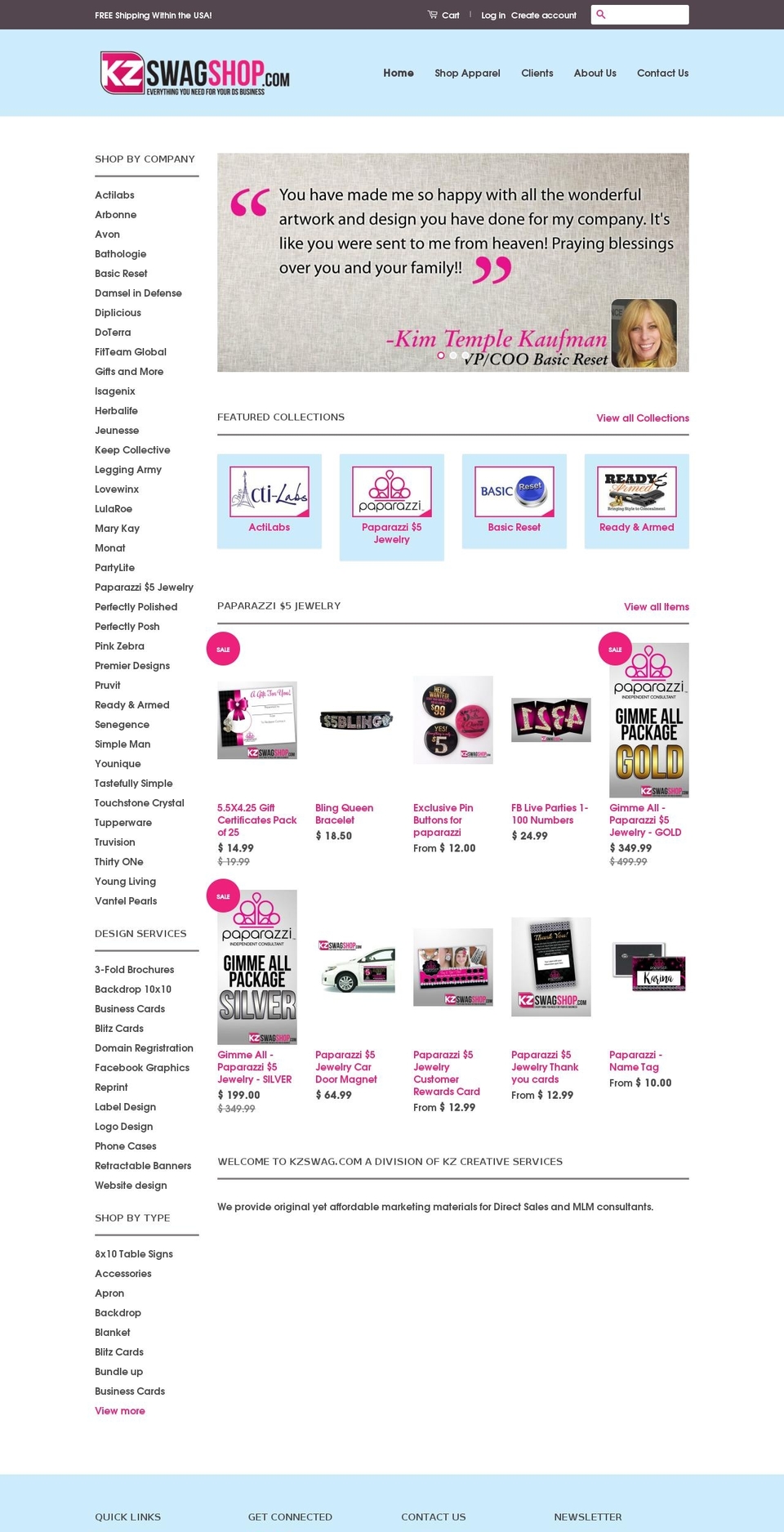classic Shopify theme site example kzcreativeservicesshop.myshopify.com