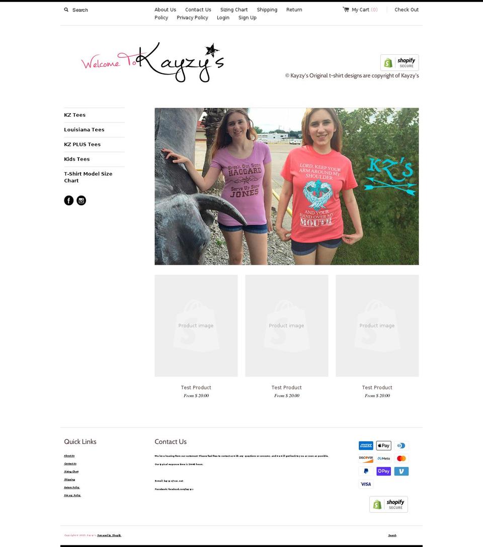 kztees.com shopify website screenshot