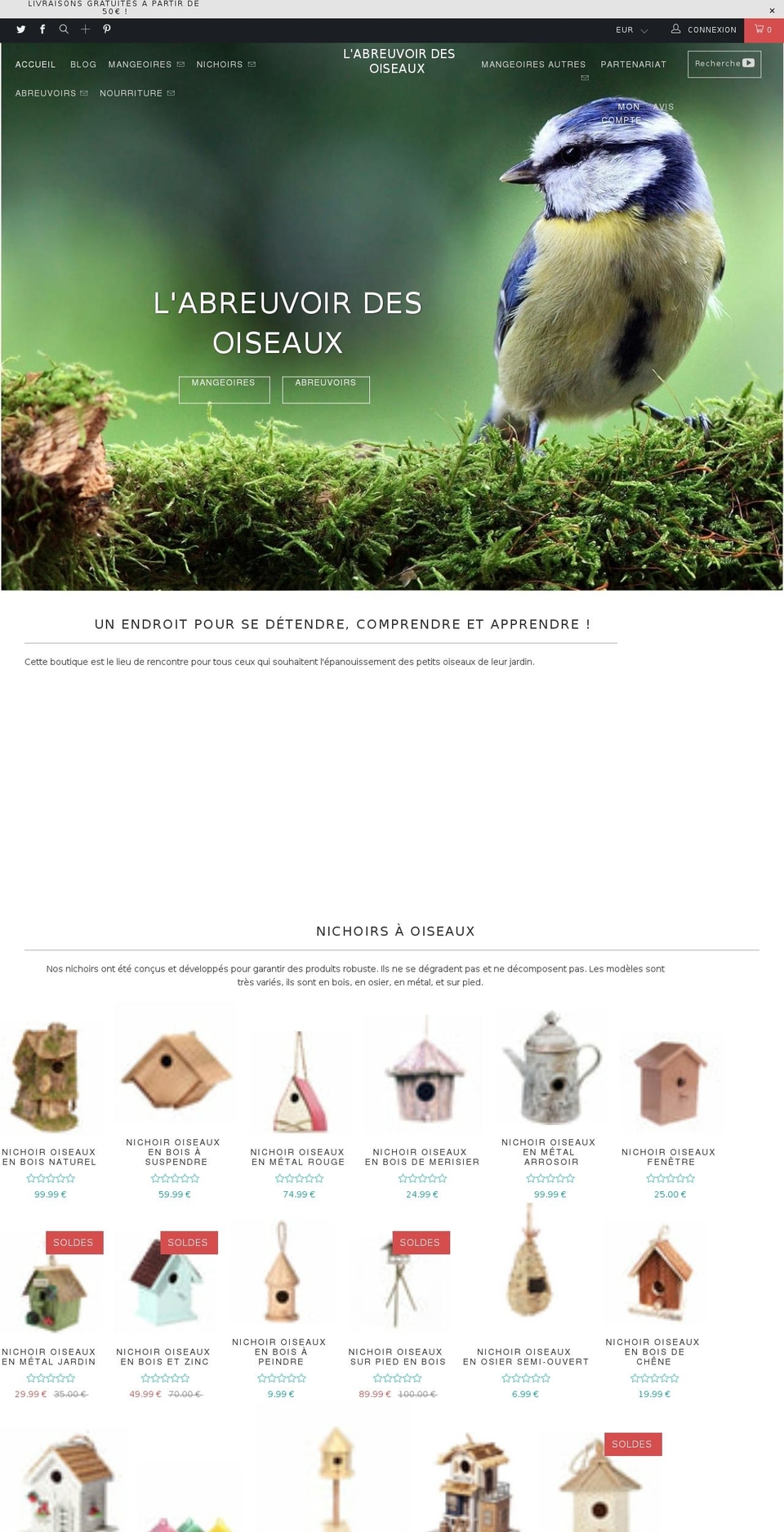 l-abreuvoir-des-oiseaux.com shopify website screenshot