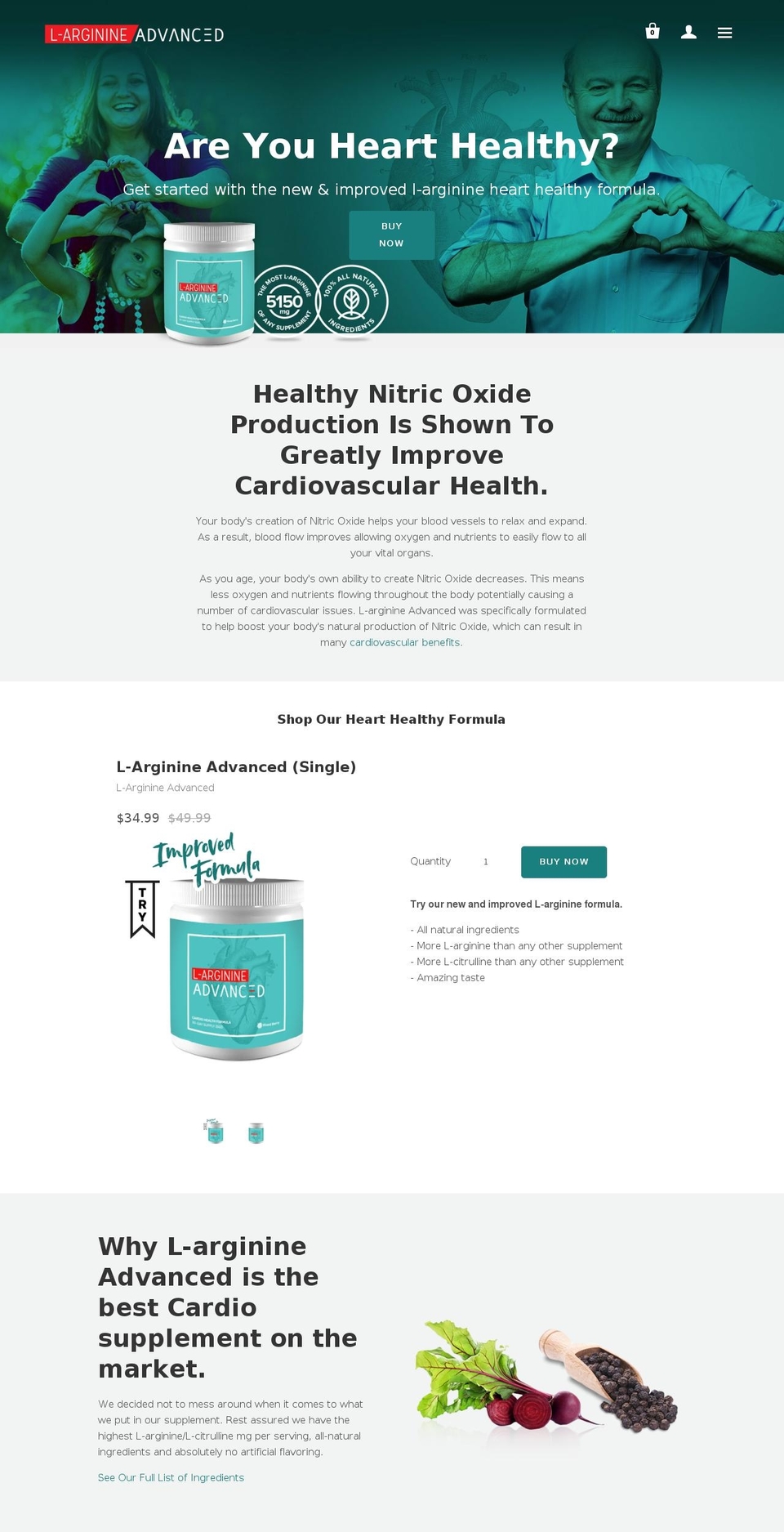 l-arginineadvanced.com — Shopify storefront screenshot