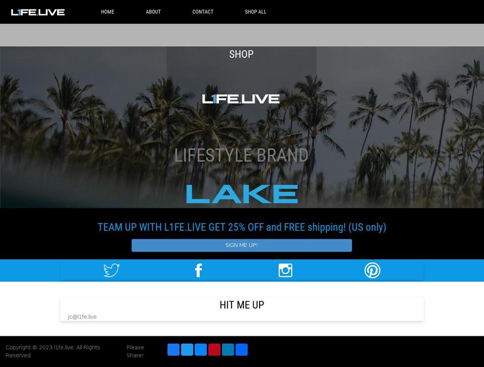 l1fe.live shopify website screenshot