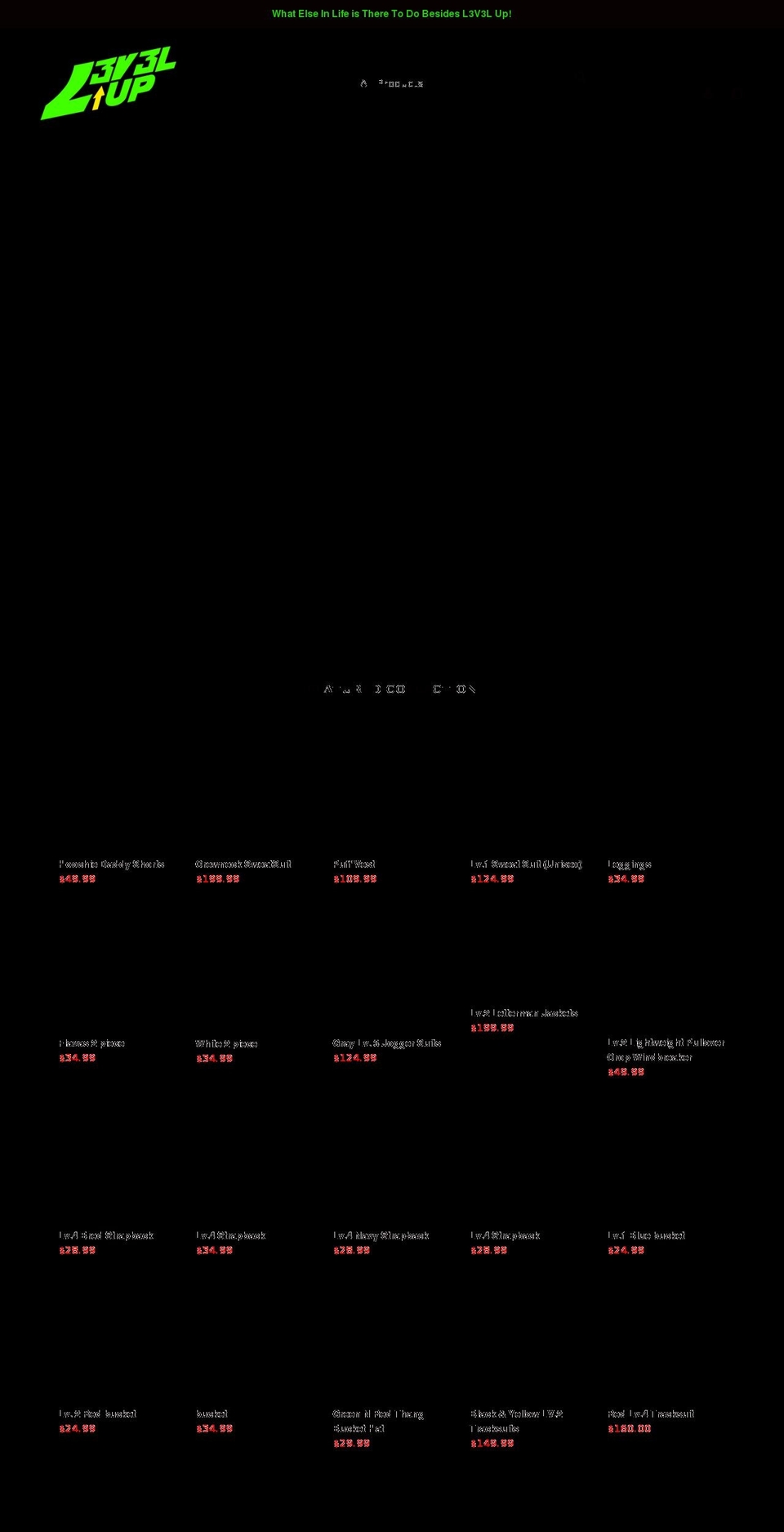 l3v3l-up.com shopify website screenshot