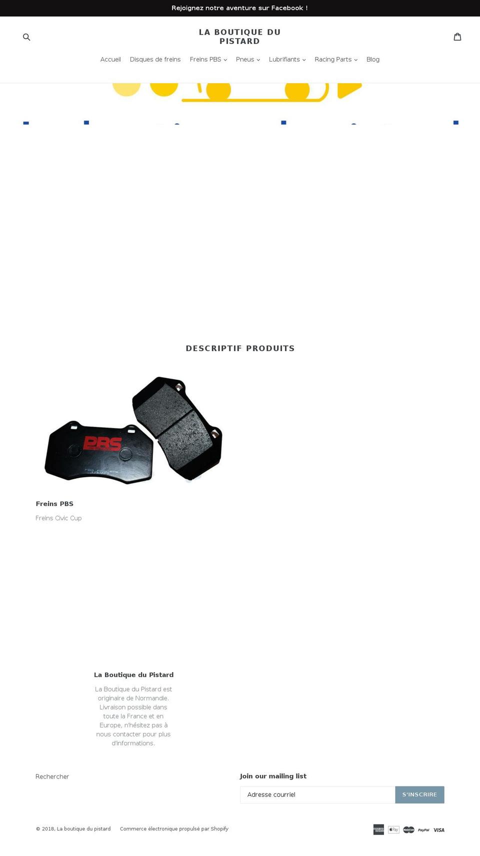 la-boutique-du-pistard.com — Shopify storefront screenshot
