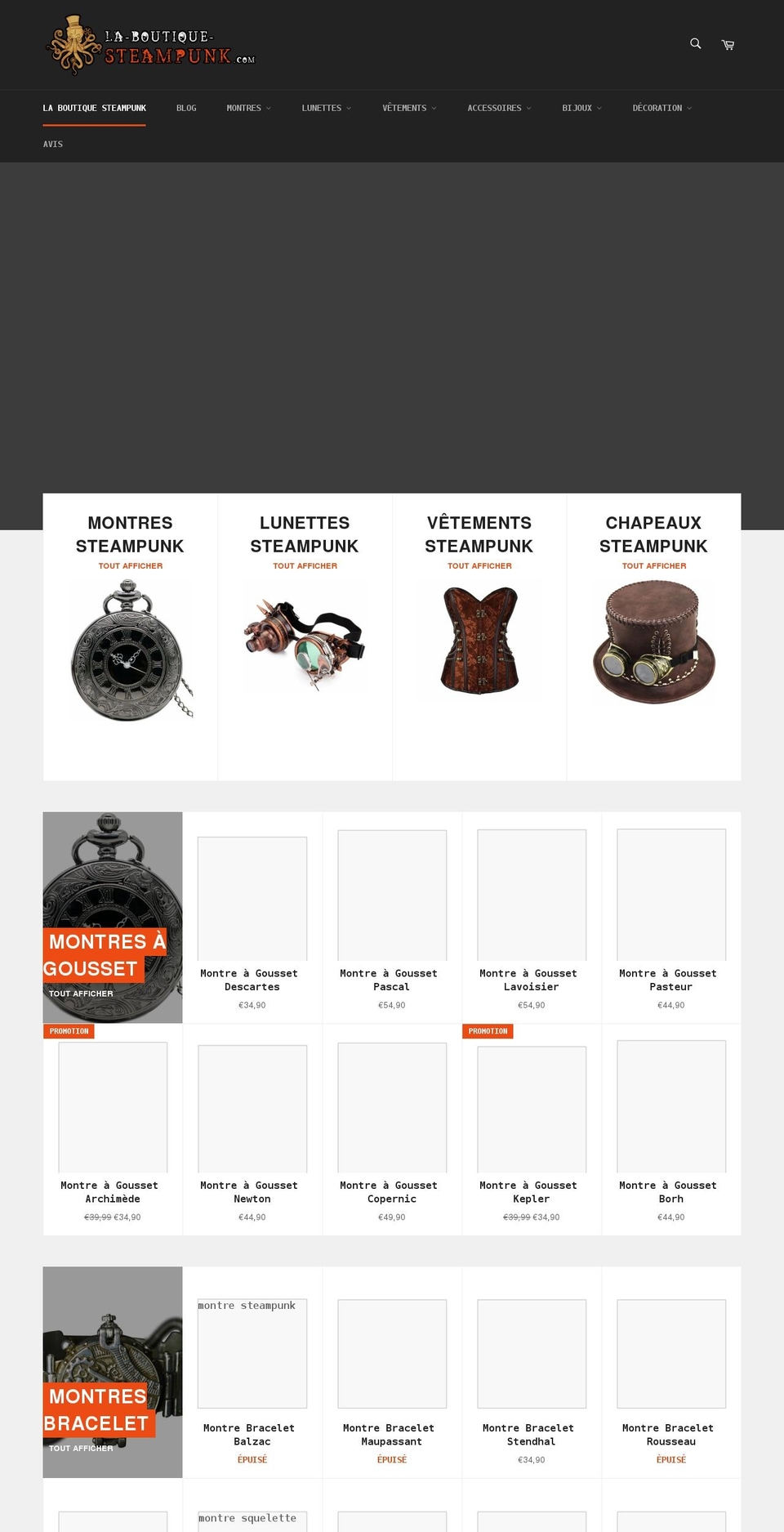 la-boutique-steampunk.com shopify website screenshot
