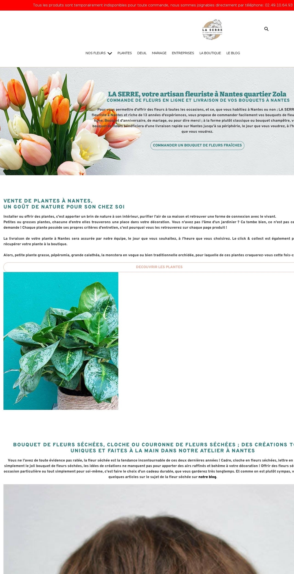 la-serre-fleuriste-nantes.com shopify website screenshot