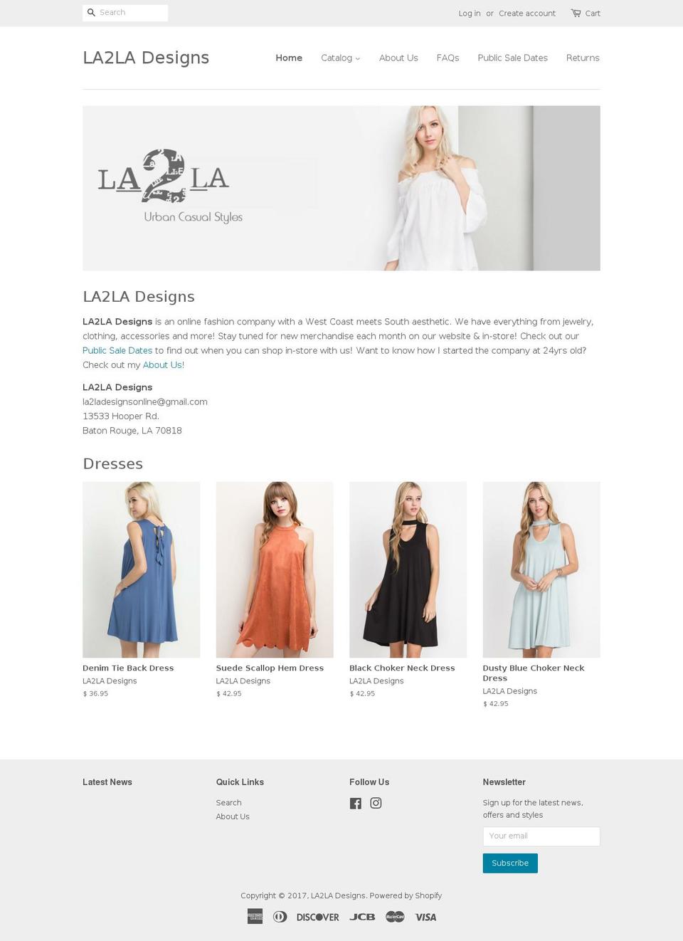 la2ladesigns.com shopify website screenshot