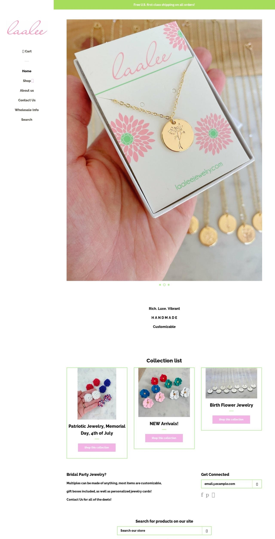 laaleejewelry.com shopify website screenshot