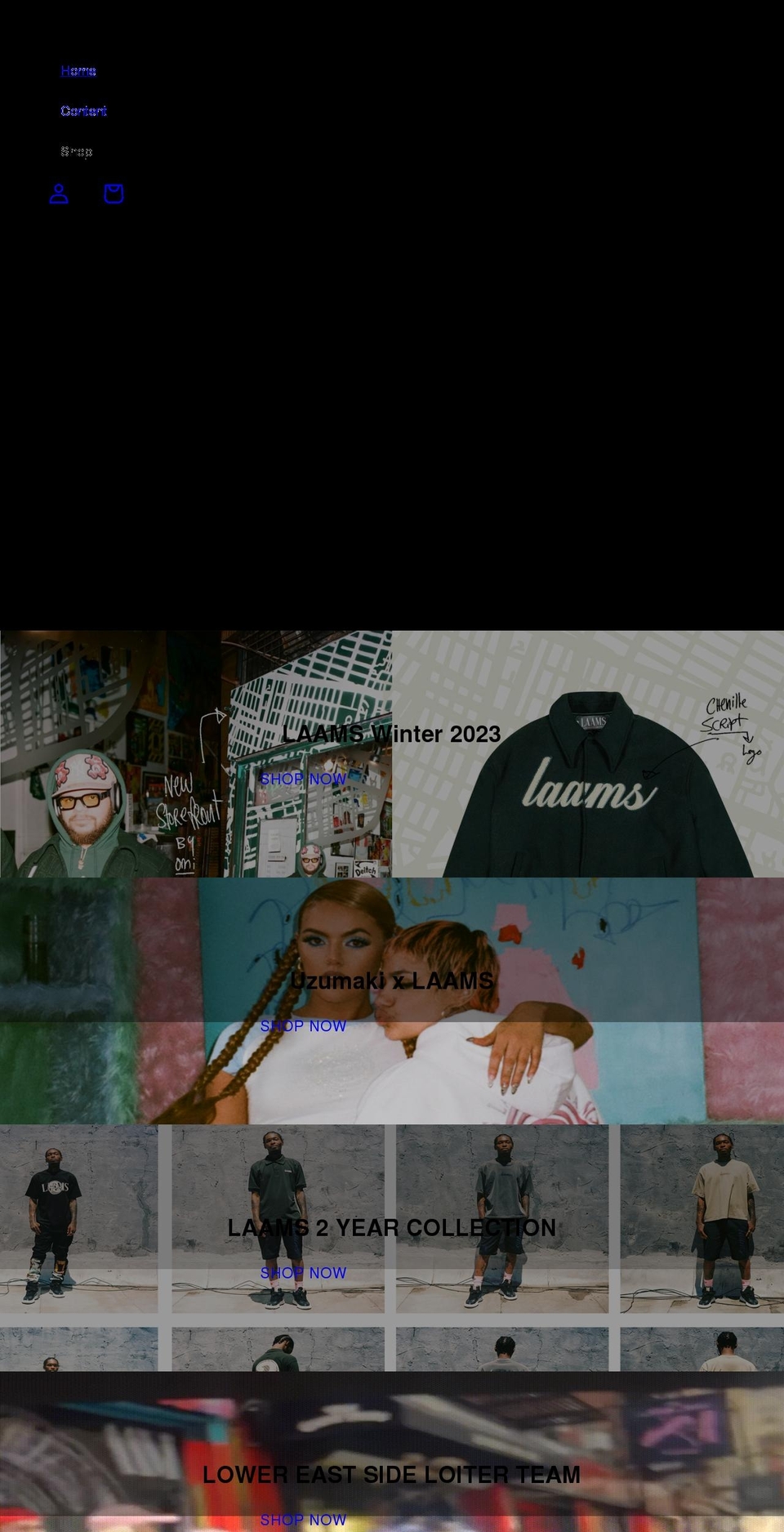 laams.nyc shopify website screenshot