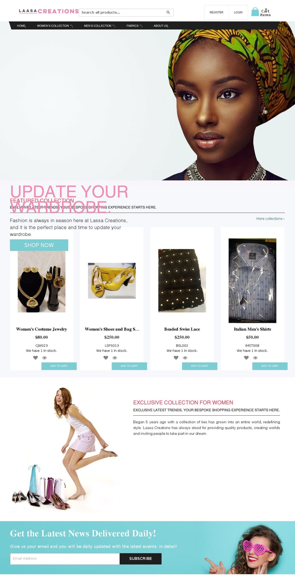 laasacreations.com — Shopify storefront screenshot