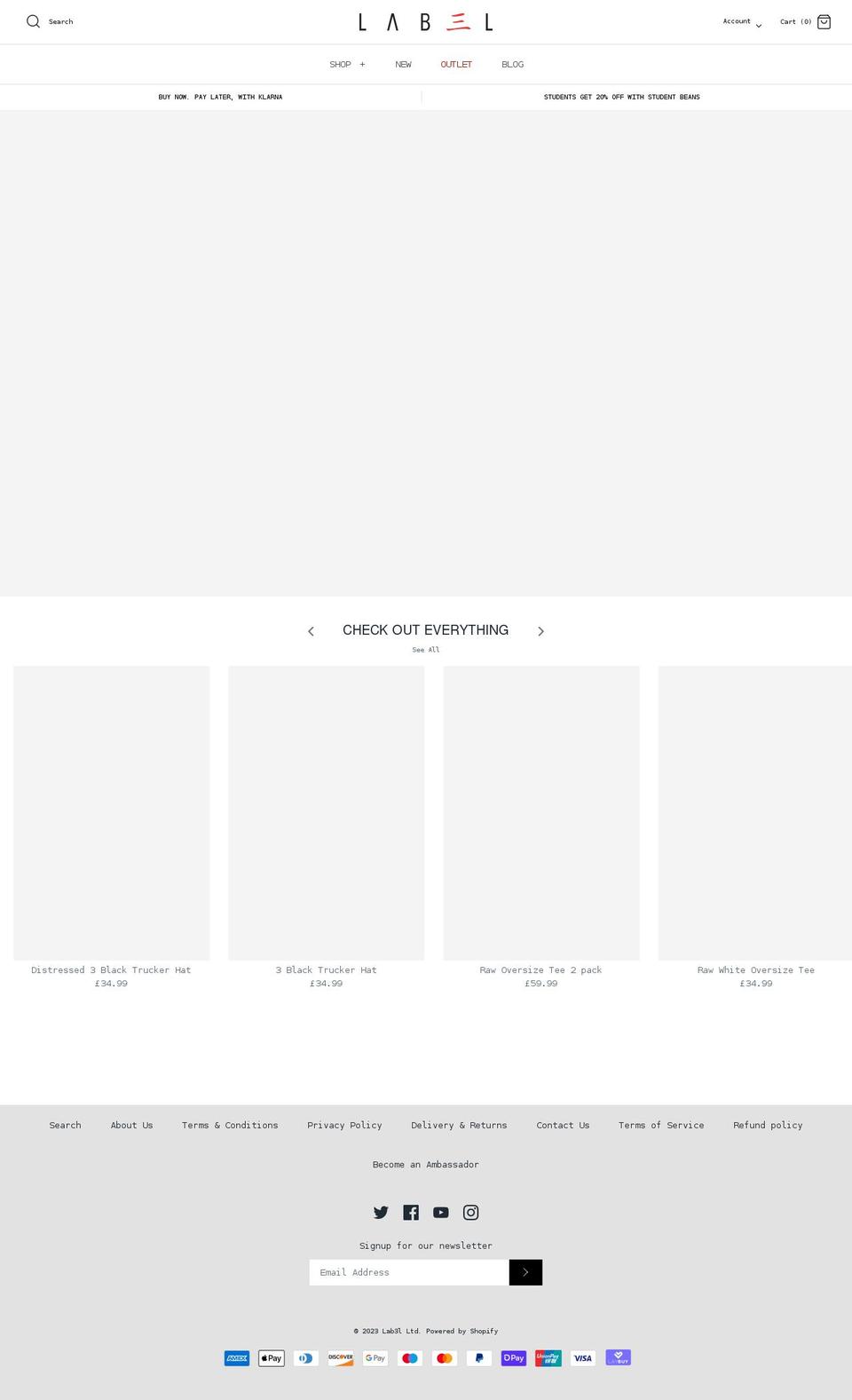 lab3l.co.uk shopify website screenshot