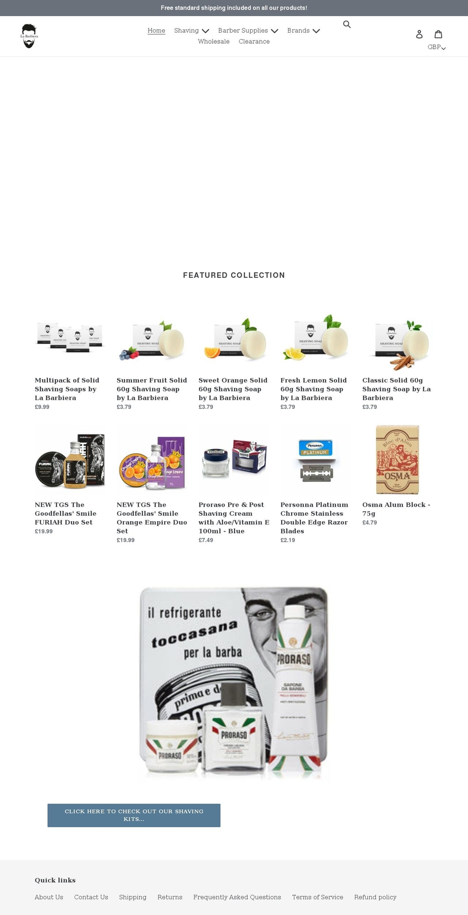 labarbiera.co.uk shopify website screenshot