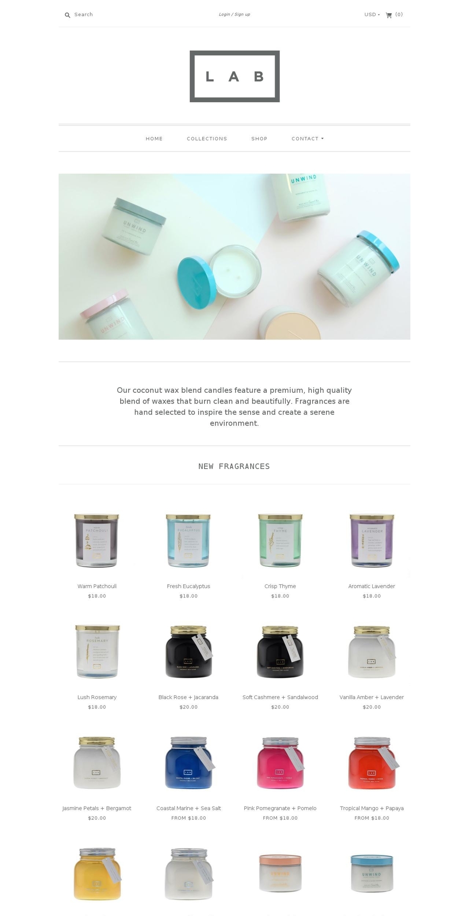 labcandles.com shopify website screenshot