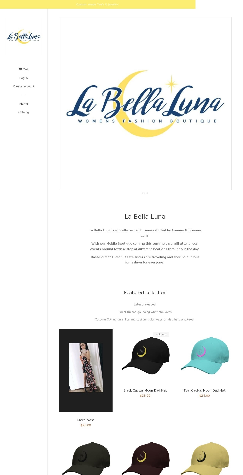 labellalunaboutique.com — Shopify storefront screenshot