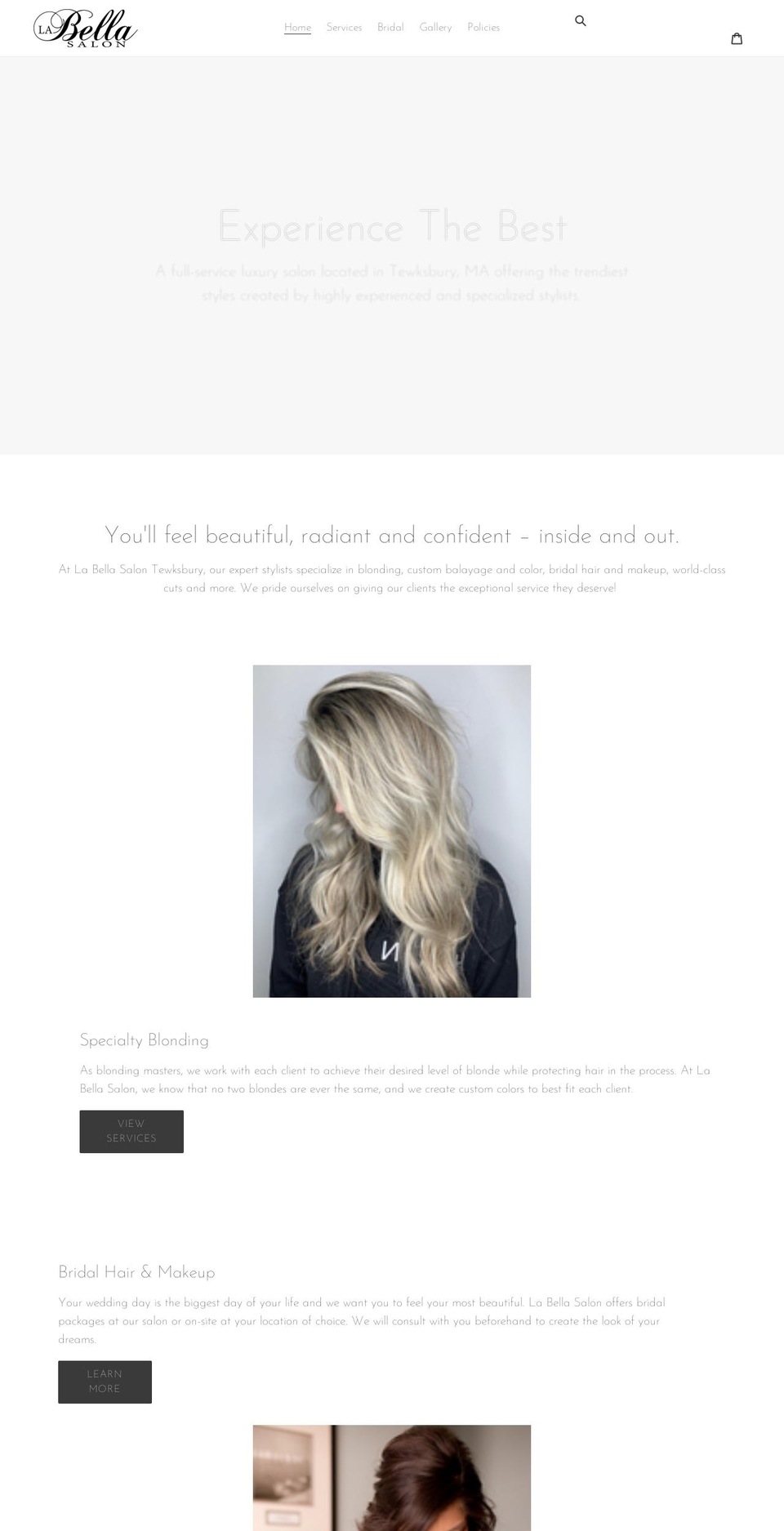 labellasalontewksbury.com shopify website screenshot
