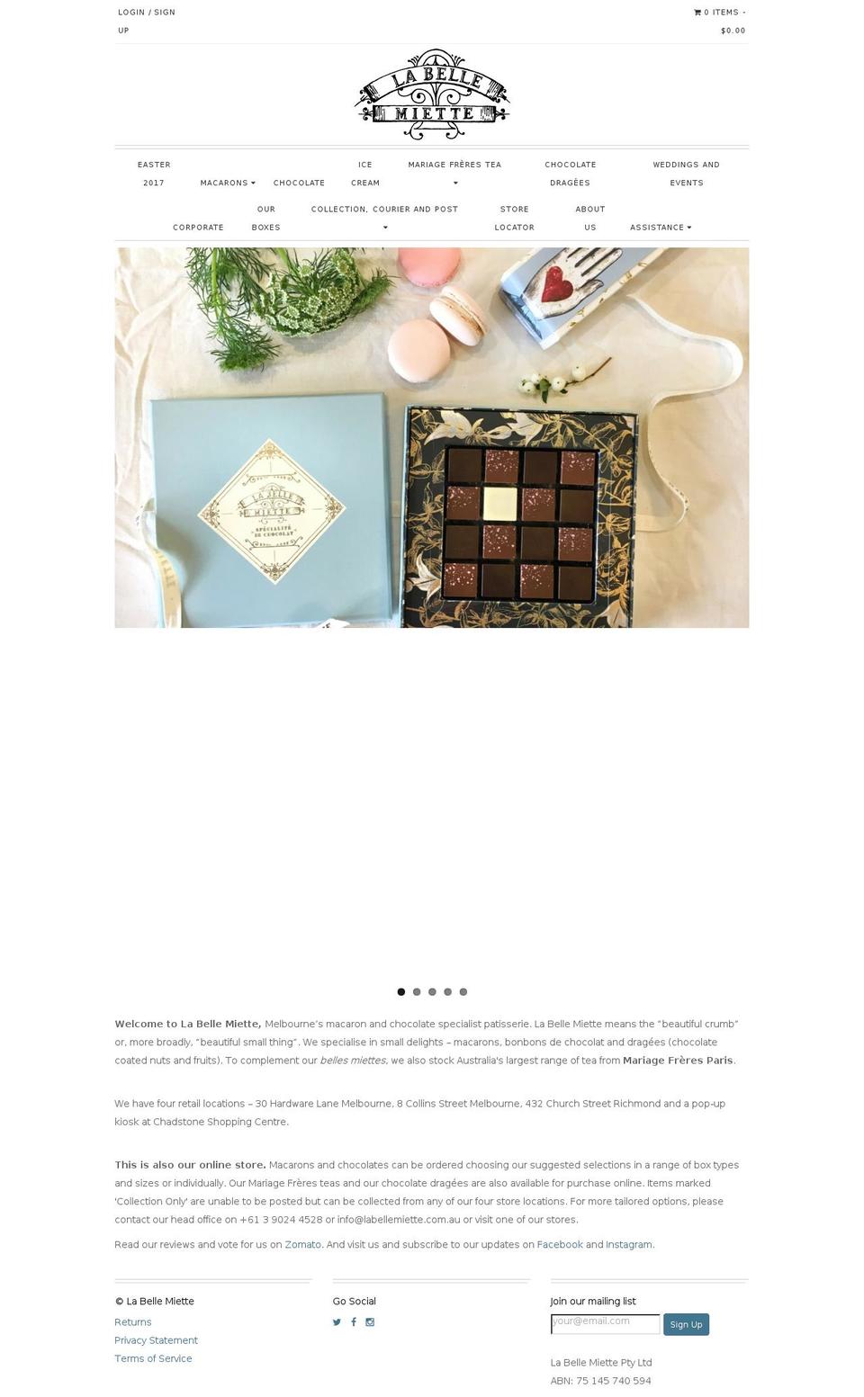 labellemiette.com.au shopify website screenshot