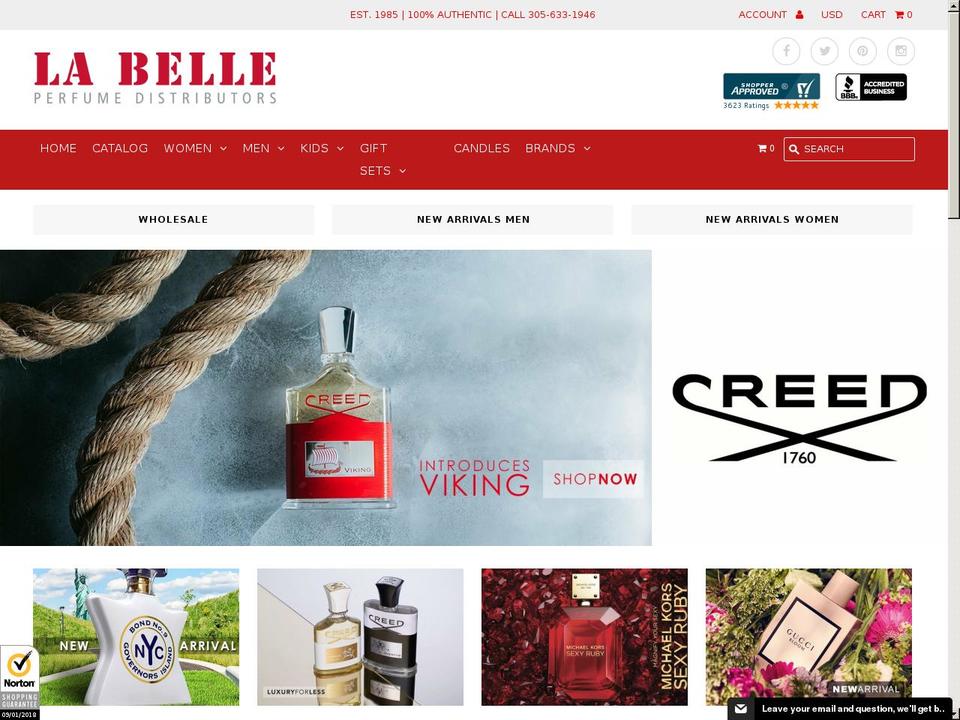 labelleperfumes.net shopify website screenshot