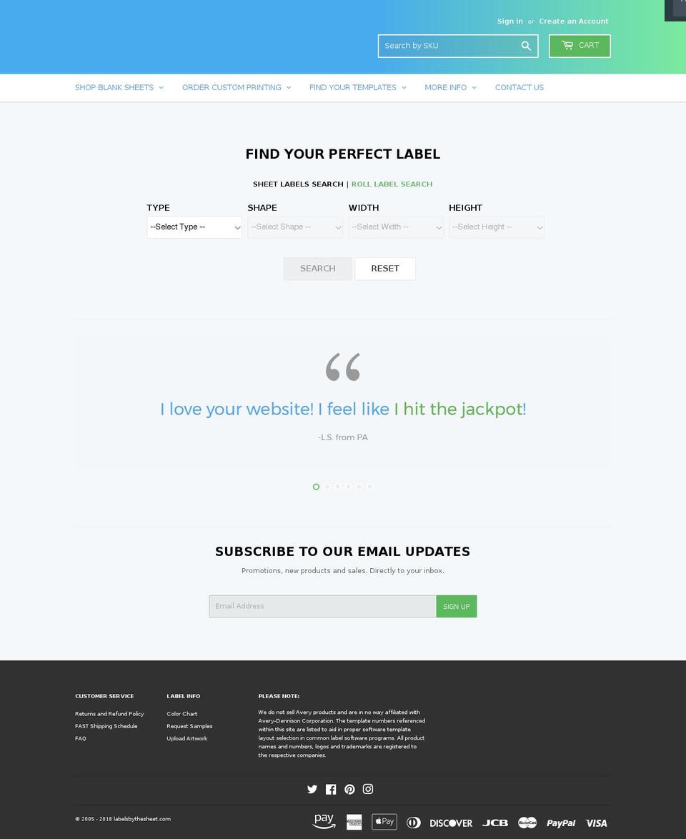 LBTS Shopify theme site example labelsbythesheet.com