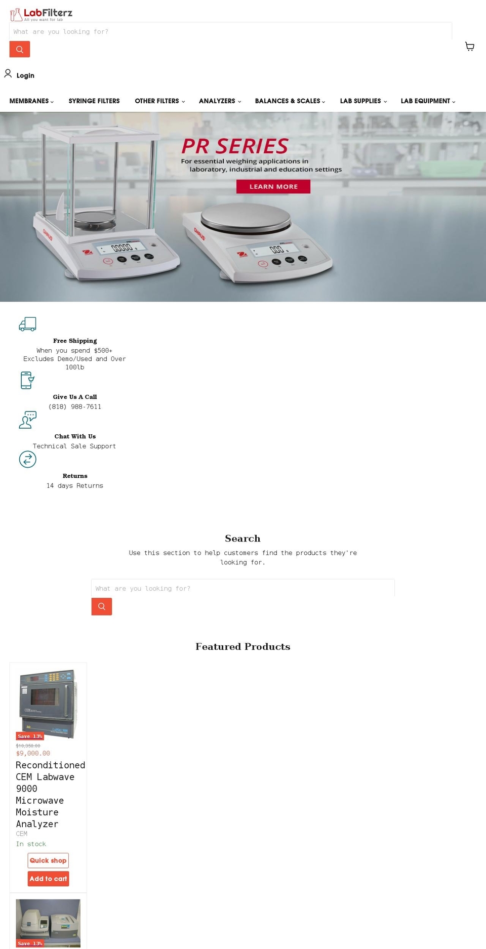 labfilterz.com shopify website screenshot