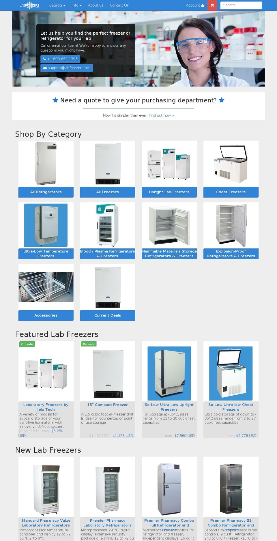 LabSupify BS3 Shopify theme site example labfridges.com