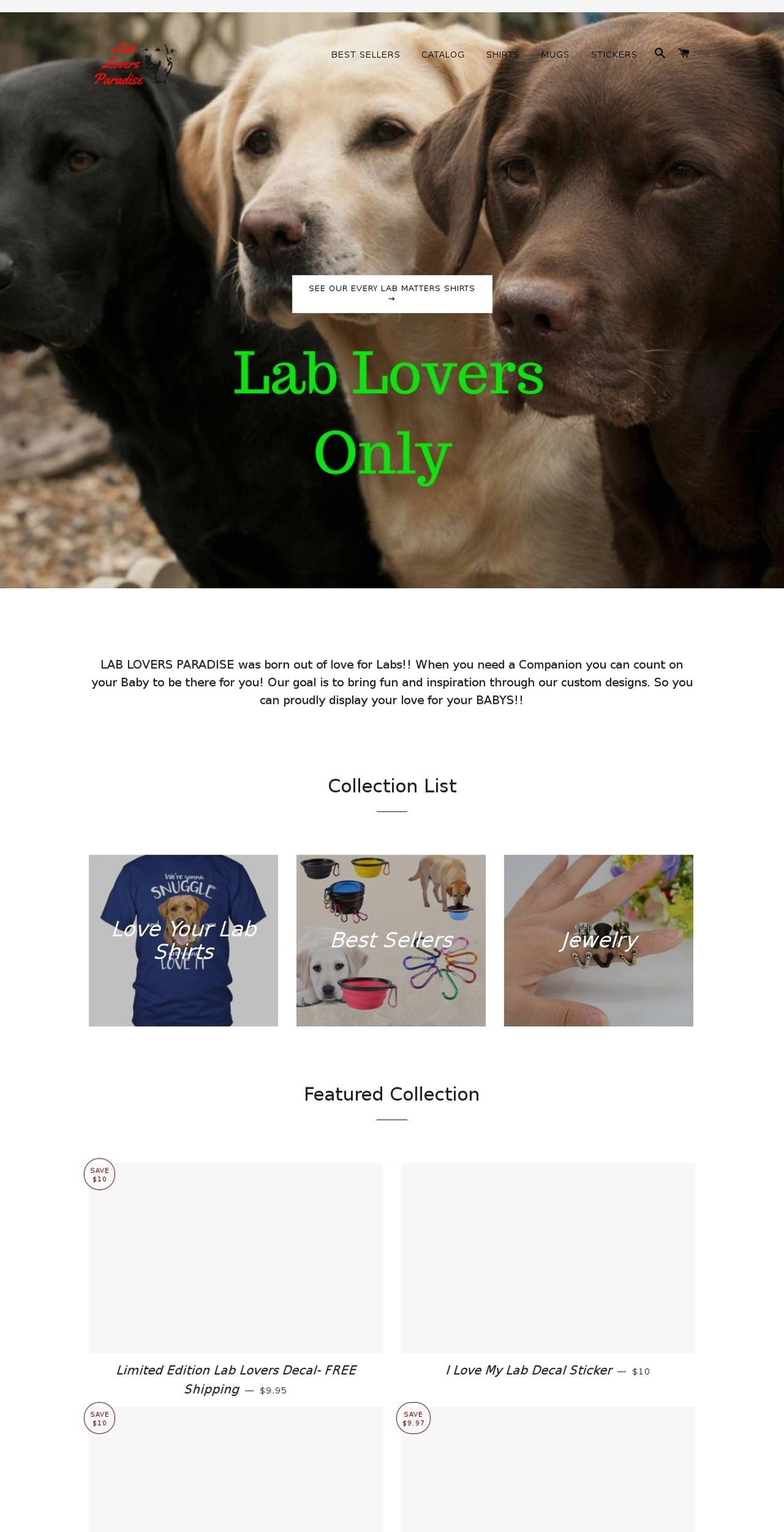 labloversparadise.com — Shopify storefront screenshot