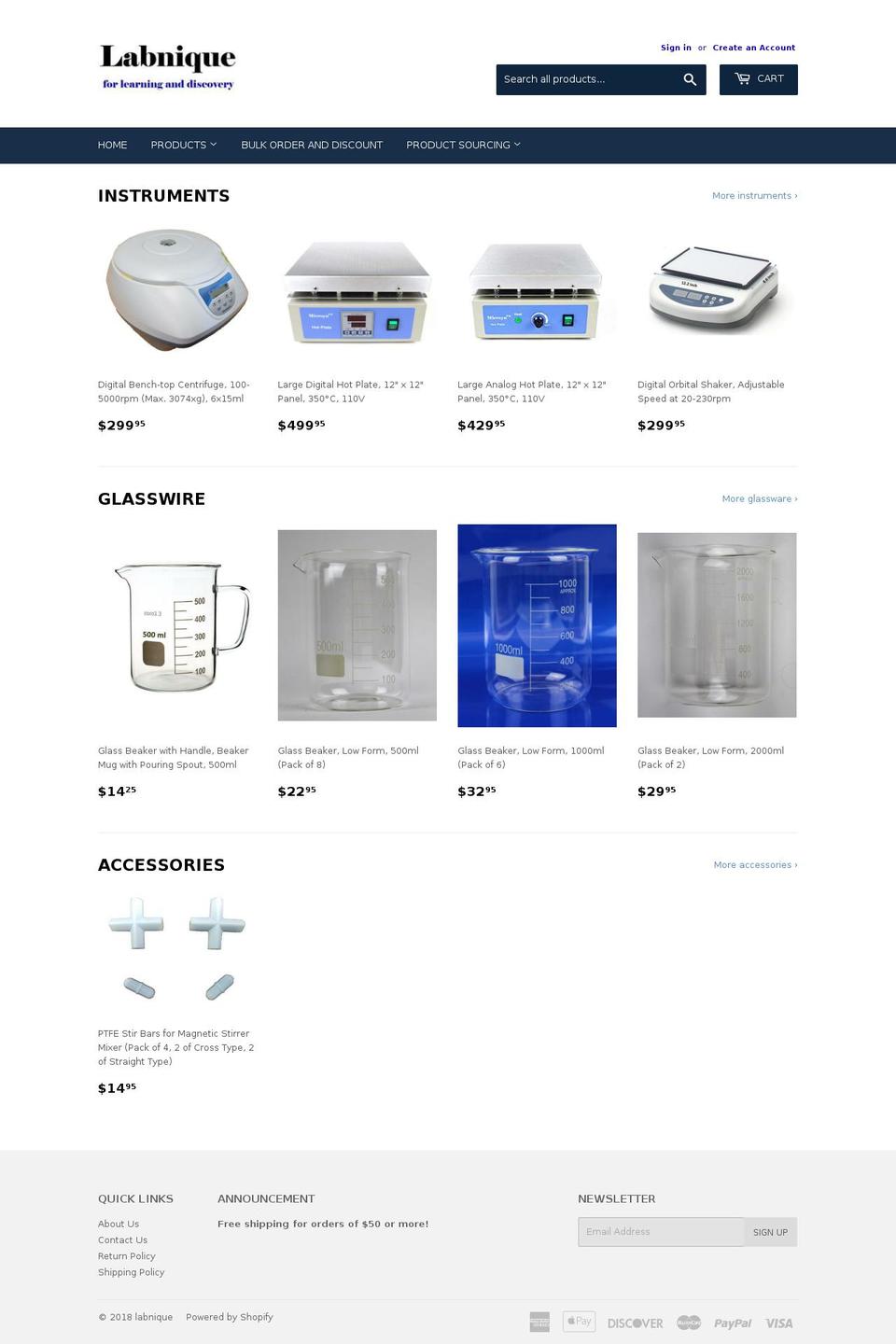 labnique.com shopify website screenshot