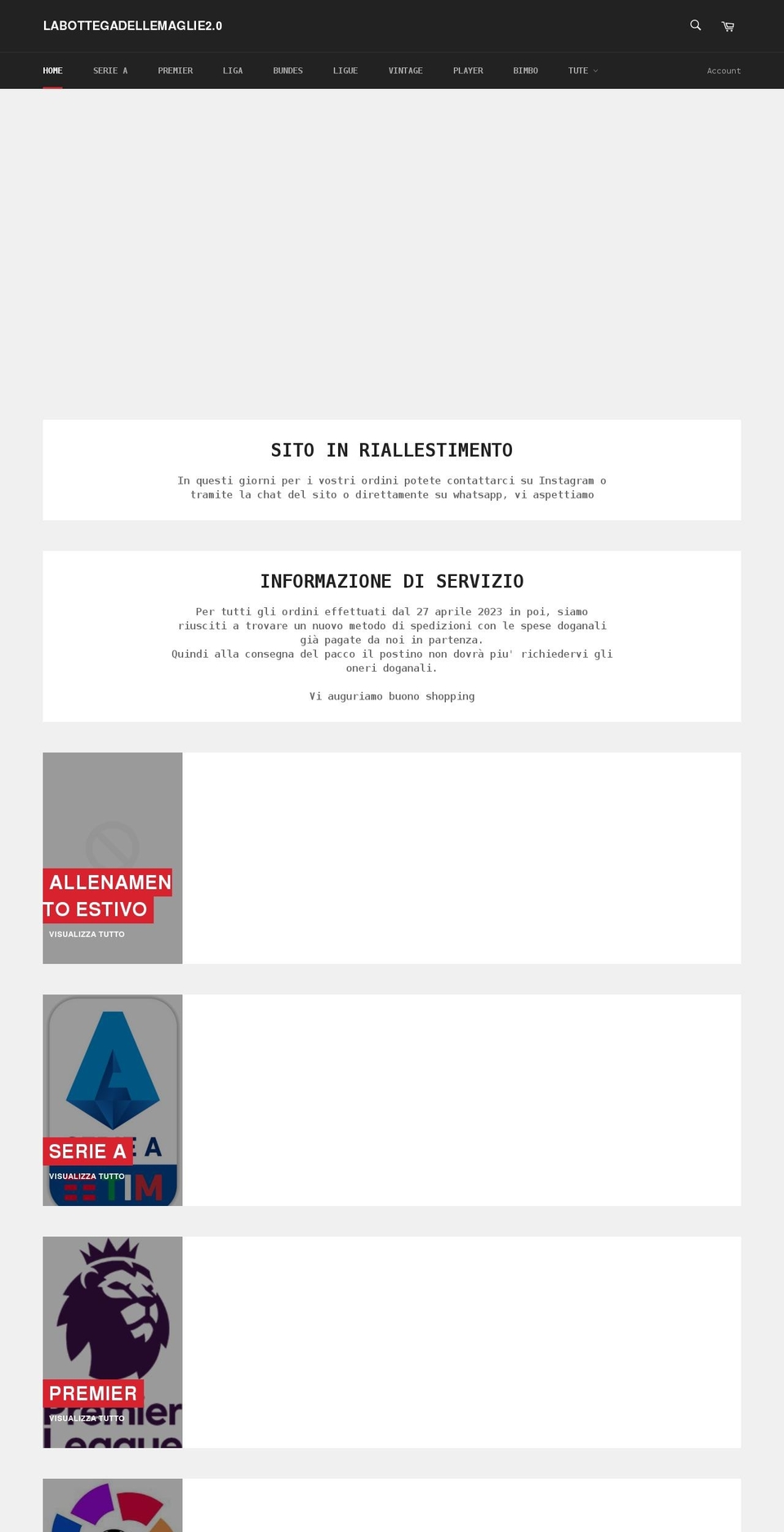 labottegadellemaglie.com shopify website screenshot