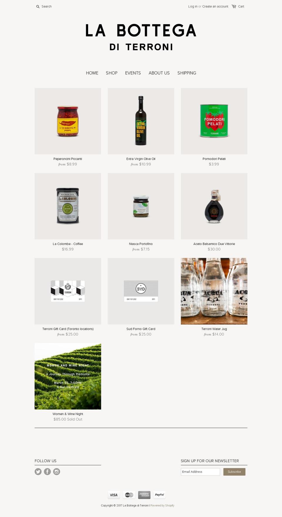 labottegaditerroni.com shopify website screenshot