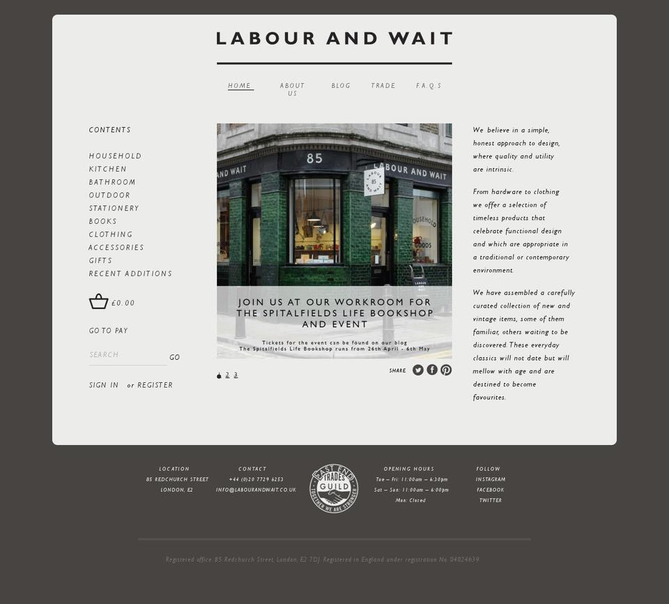 labourandwait.co.uk shopify website screenshot